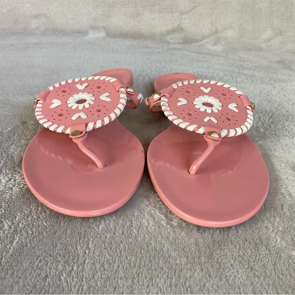 Jack Rogers Georgica Womens Flip Flop Sandals Size 9 Rose Pink White Jelly